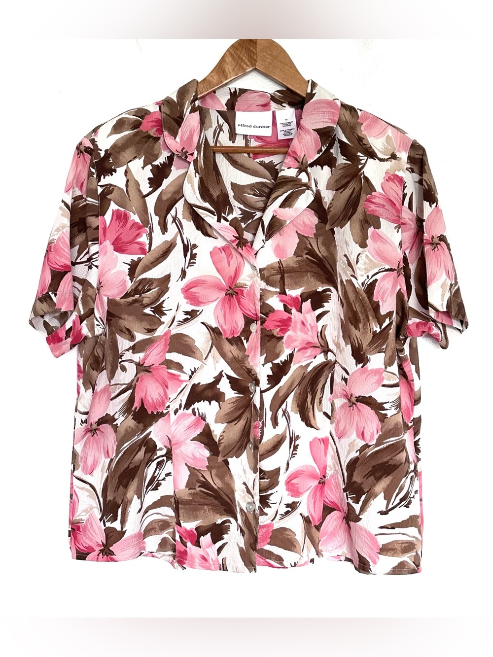 Alfred Dunner Shirt Women’s Size 16 Floral Button Up Short Sleeve Lightweight